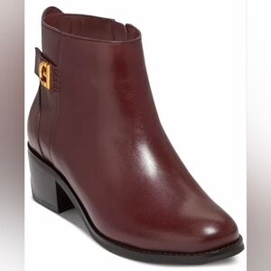 Cole Haan Holis Logo Side Buckle Bootie Bloodstone Leather Sz 10B NWT Ret $170